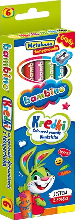 Kredki Bambino JUMBO 6kol+zastr.