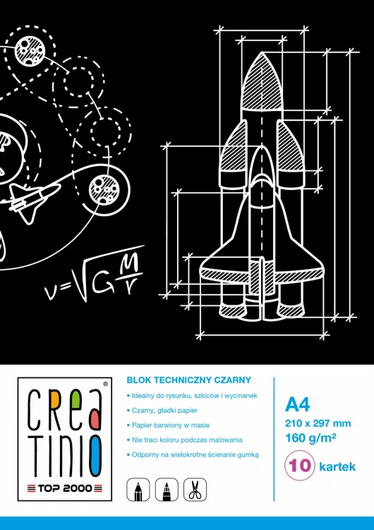 BLOK TECHNICZNY A4/10K Czarne kartki 160G Creatinio - TOP2000