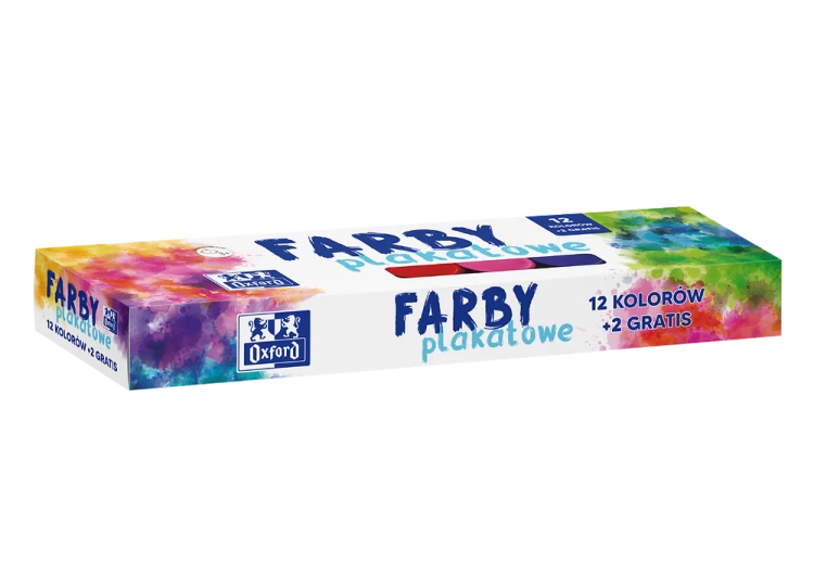 Farby plakatowe 12kolorów +2 gratis 20ml - Oxford