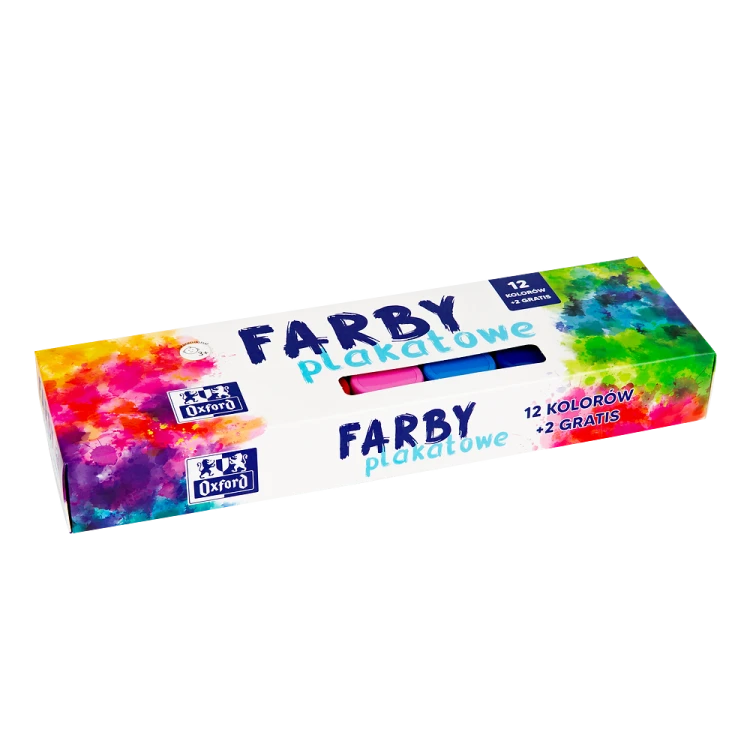 Farby plakatowe 12kolorów +2 gratis 20ml - Oxford