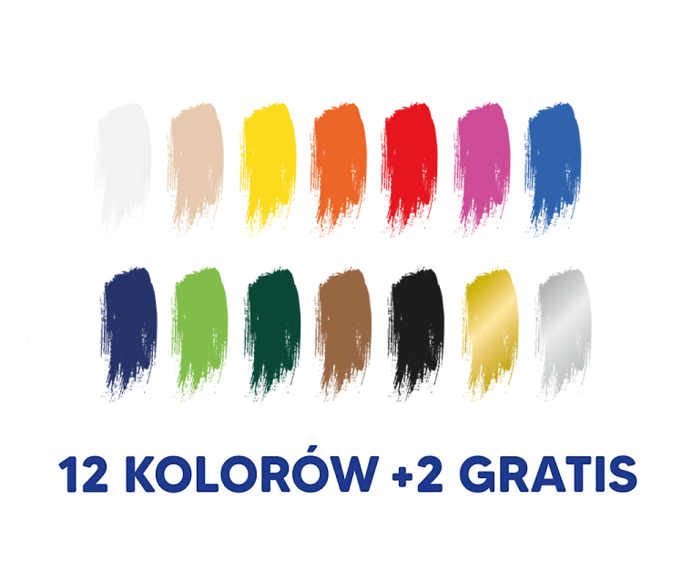 Farby plakatowe Kids 12+2kolory 20ml - Oxford
