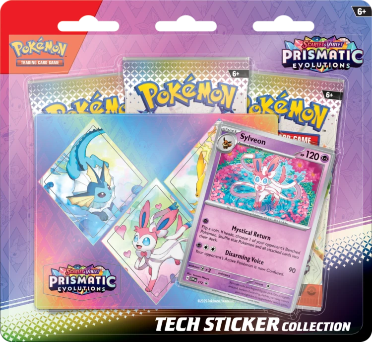 Pokémon TCG: Scarlet & Violet -Prismatic Evolutions - Tech Sticker KOMPLET 3 WZORÓW