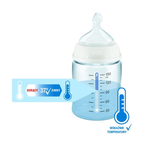 NUK butelka 150ml ze smoczkiem 0-6msc biała Mr Puggy.jpg
