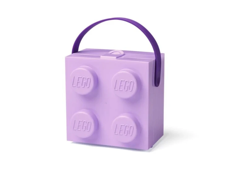 Pojemnik na klocki Lego z rączką czwórka lawendowa.webp