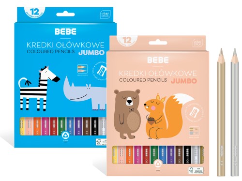 kredki ołówkowe jumbo 12 interdruk mr puggy