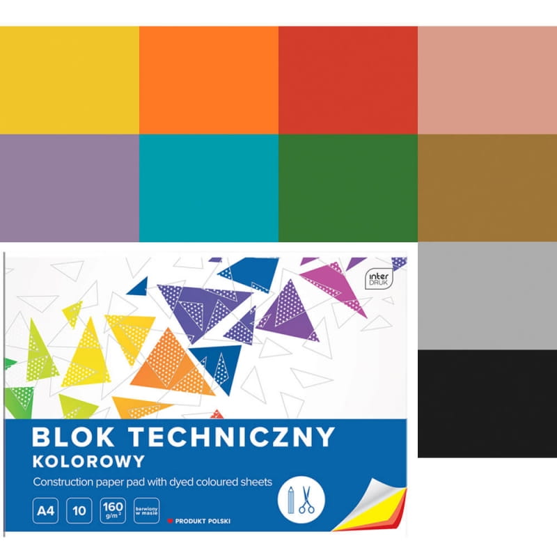 Blok Techniczny kolorowy A4/10k 160g - Interdruk
