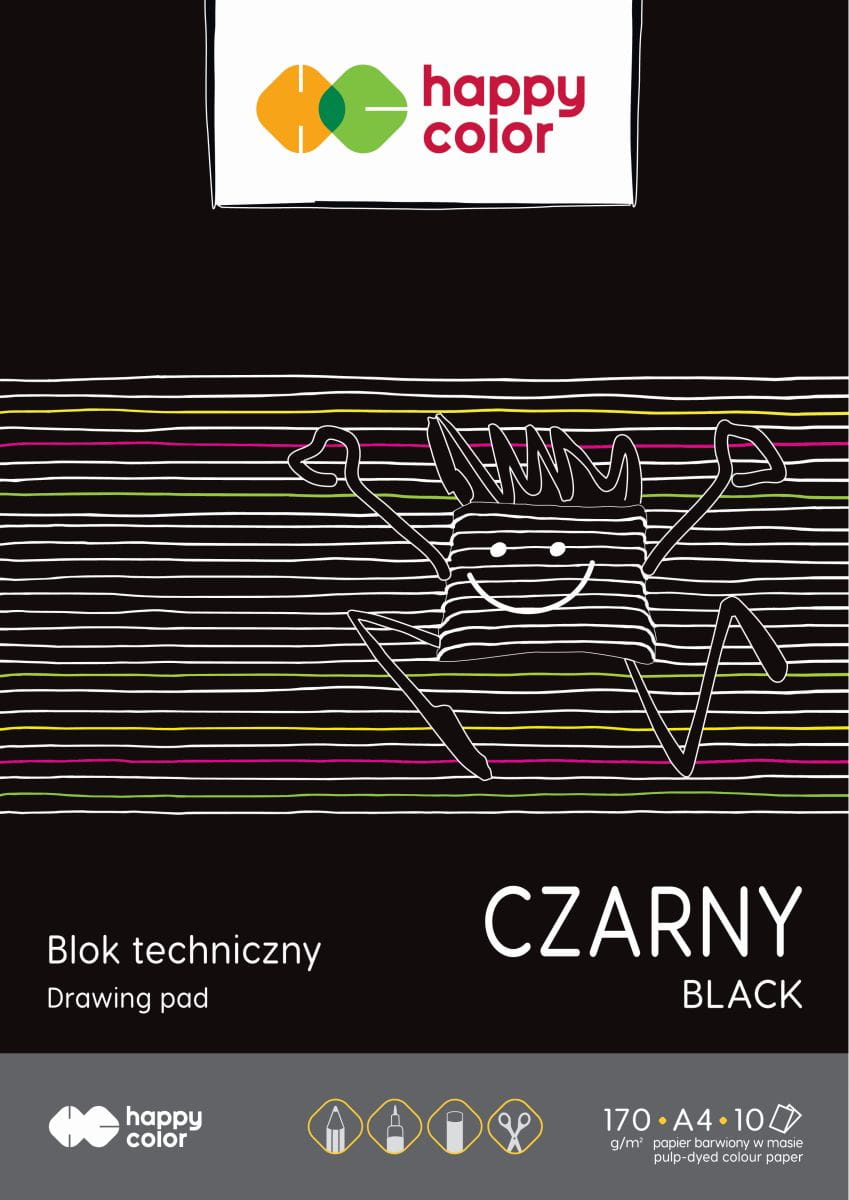 Blok Techniczny z czarnymi kartkami A4/10K 170g - Happy Color