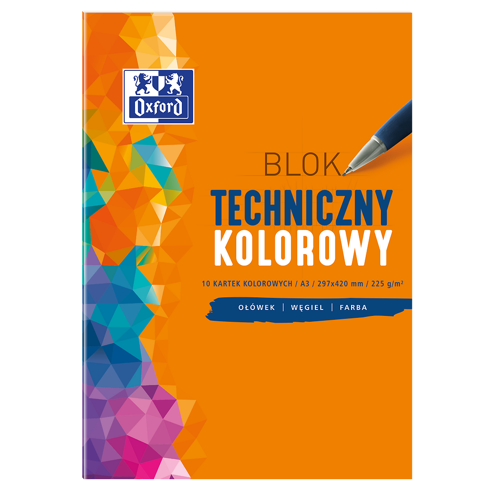 Blok Techniczy A3/10K kolorowy 225g - Oxford