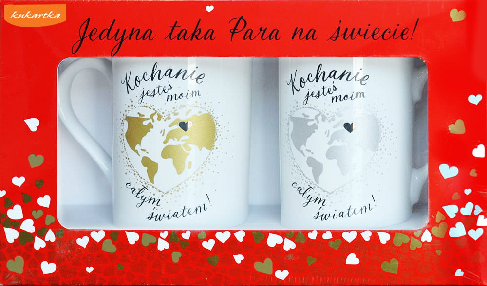 Kubek porcelanowy walentynkowy - Jesteś Całym Moim Światem 2szt.