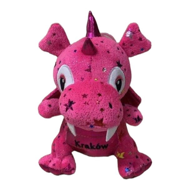 Pluszowy Smok Kraków 30cm róż w gwiazdki