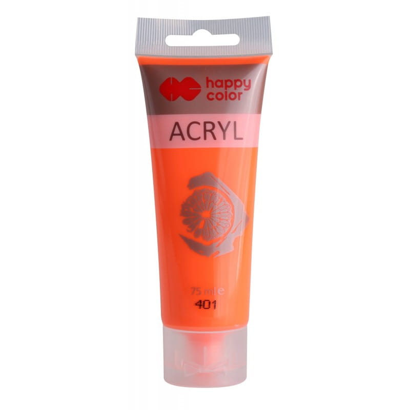 Farba akrylowa Fluo 75ml pomarańczowa nr.401 - Happy Color MrPuggy.jpg
