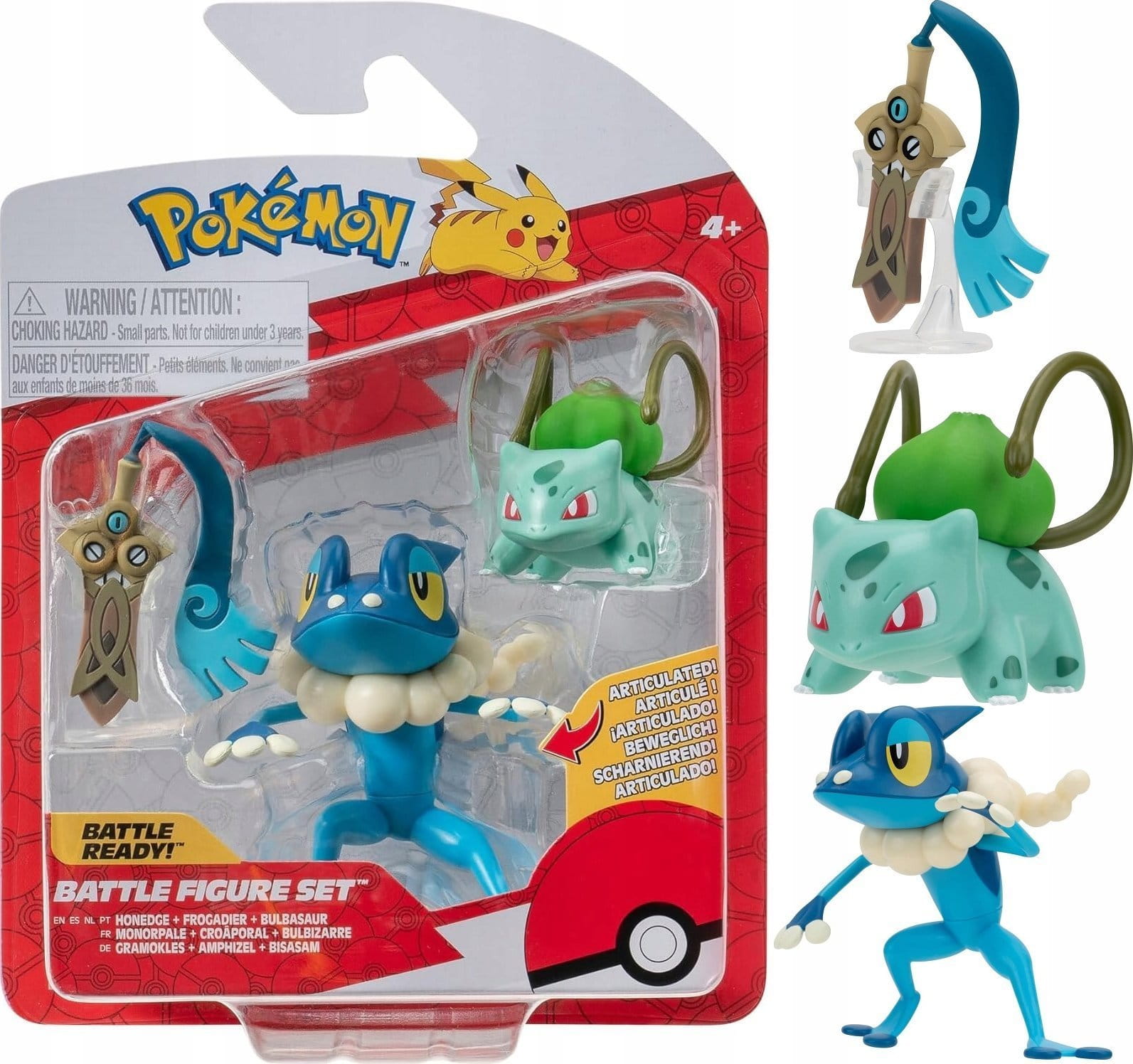 POKEMON  figurki bitewne Honedge Frogadier Bulbasaur