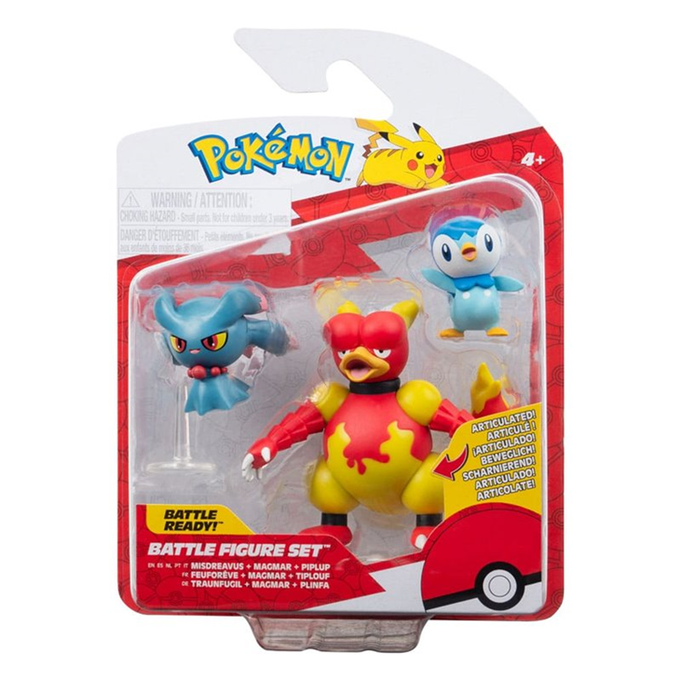 Pokemony – Zestaw 3 figurek: Piplup, Misdreavus, Magmar